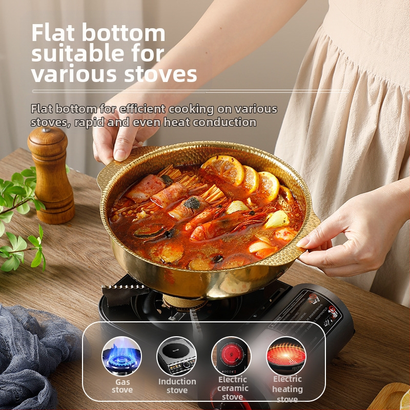 Тенджера за супа със снежинка, морски дарове, тенджера от неръждаема стомана, корейска тенджера за супа, екстра дебел тиган, тенджера с чук, незалепваща тенджера