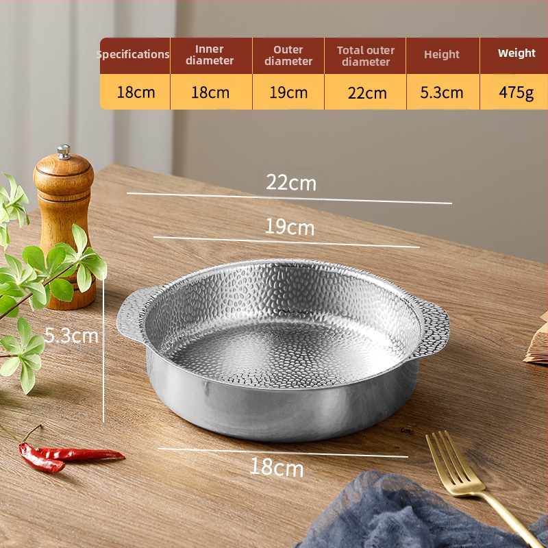 Hópelyhes leveses fazék tenger gyümölcsei rozsdamentes acél edény koreai stílusú leveses fazék extra vastag serpenyőben kalapácsmintás edény tapadásmentes edény