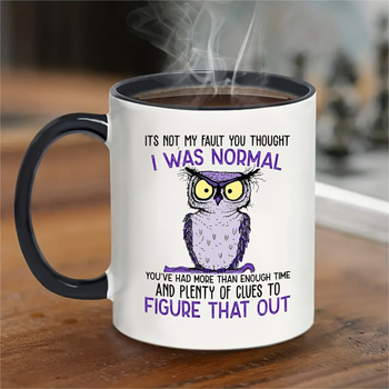 Tarpvalstybinis „Amazon“ sprogimų pelėdos spausdinimo vidinis spalvotas puodelis, didelės spalvos keraminis puodelis, kavos puodelis