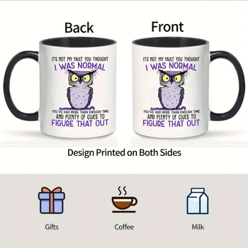 Tarpvalstybinis „Amazon“ sprogimų pelėdos spausdinimo vidinis spalvotas puodelis, didelės spalvos keraminis puodelis, kavos puodelis