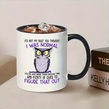 Tarpvalstybinis „Amazon“ sprogimų pelėdos spausdinimo vidinis spalvotas puodelis, didelės spalvos keraminis puodelis, kavos puodelis