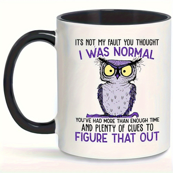 Tarpvalstybinis „Amazon“ sprogimų pelėdos spausdinimo vidinis spalvotas puodelis, didelės spalvos keraminis puodelis, kavos puodelis