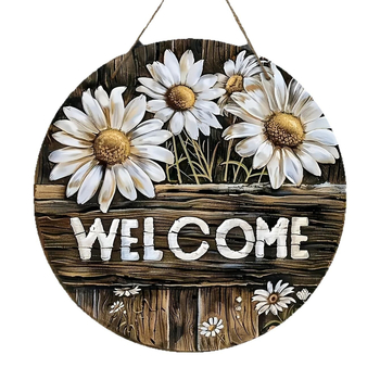 Трансгранична тема нова декорация за дома пролетна маргаритка добре дошла дървено лого креативна картичка за декорация