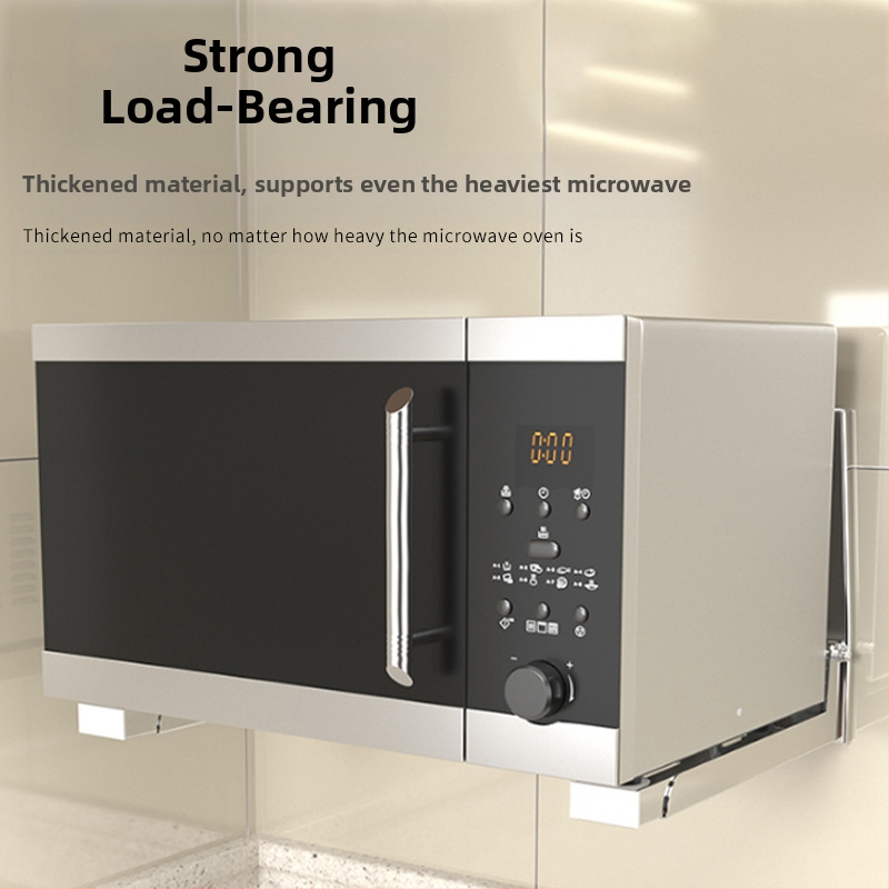 Skladací stojan do mikrovlnnej rúry z nehrdzavejúcej ocele, kuchynský nástenný stojan do mikrovlnnej rúry, držiak na stojan