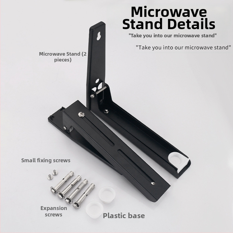 Skladací stojan do mikrovlnnej rúry z nehrdzavejúcej ocele, kuchynský nástenný stojan do mikrovlnnej rúry, držiak na stojan