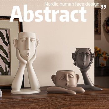 Kreatív arc absztrakt karakter háromtagú család gyanta váza díszek bejárat boros szekrény TV szekrény kézműves dekoráció