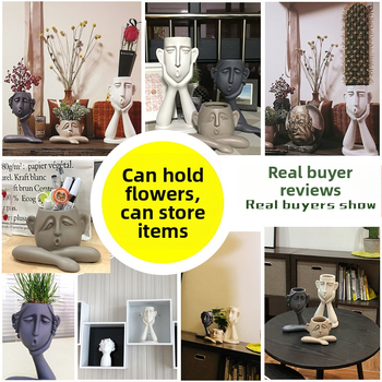 Δημιουργικό Πρόσωπο Αφηρημένος Χαρακτήρας Οικογένεια Τριών Ρητίνη Βάζο Στολίδια Είσοδος Ντουλάπι Κρασιού Ντουλάπι Τηλεόρασης Χειροτεχνία Διακόσμηση