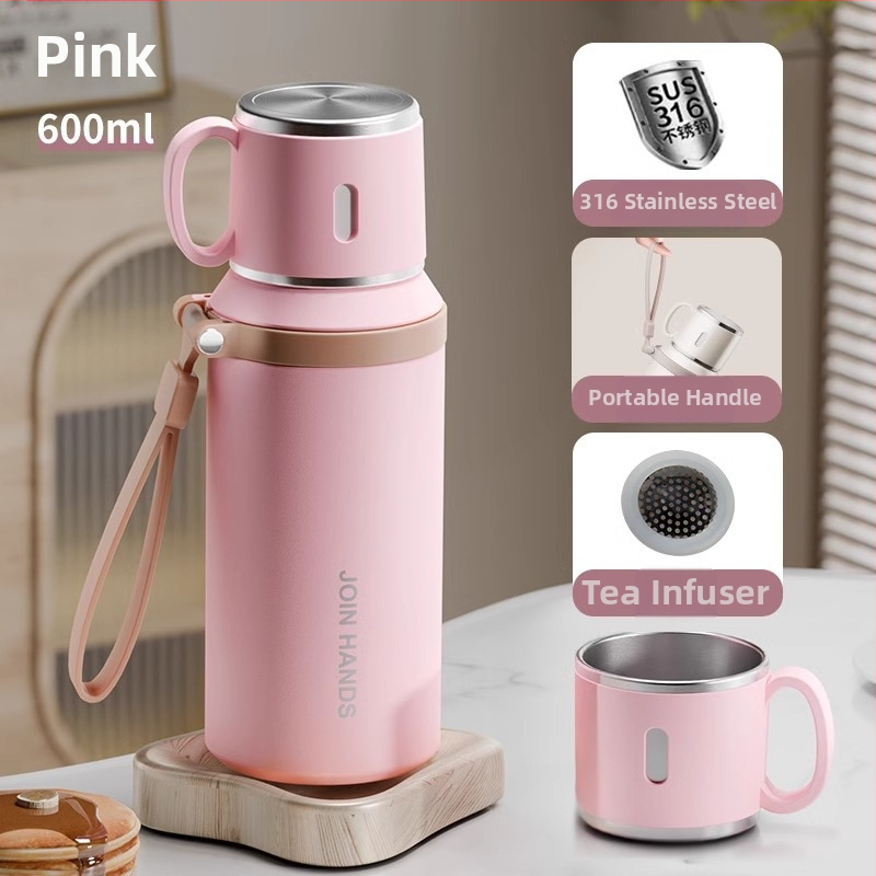 316 rozsdamentes acél termoszpohár, speciális pohár gyerekeknek és diákoknak iskolába járáshoz, nagy színértékű, nagy kapacitású, hordozható kültéri pohár