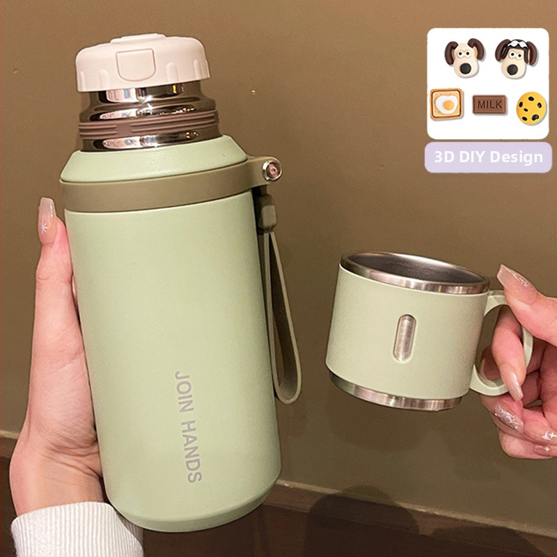 316 rozsdamentes acél termoszpohár, speciális pohár gyerekeknek és diákoknak iskolába járáshoz, nagy színértékű, nagy kapacitású, hordozható kültéri pohár