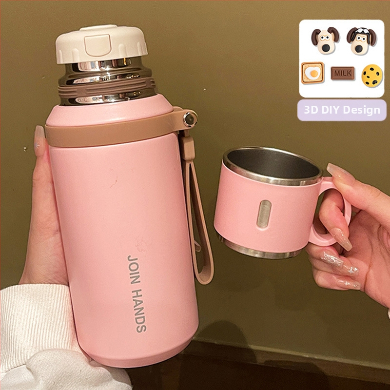 316 rozsdamentes acél termoszpohár, speciális pohár gyerekeknek és diákoknak iskolába járáshoz, nagy színértékű, nagy kapacitású, hordozható kültéri pohár