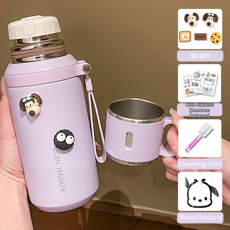 316 rozsdamentes acél termoszpohár, speciális pohár gyerekeknek és diákoknak iskolába járáshoz, nagy színértékű, nagy kapacitású, hordozható kültéri pohár