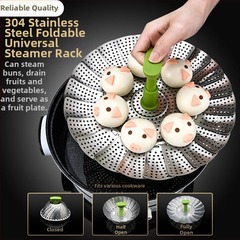 Jauna stila sabiezināta nerūsējošā tērauda tvaikoņa turētājs mājsaimniecības daudzfunkcionāls teleskopisks virtuves tvaicētais maizes tvaikonis vienslāņu locīšanai