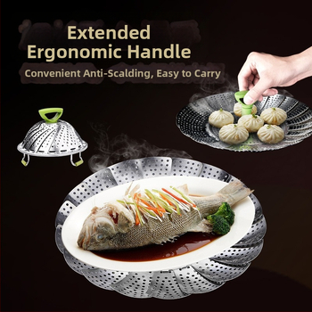 Jauna stila sabiezināta nerūsējošā tērauda tvaikoņa turētājs mājsaimniecības daudzfunkcionāls teleskopisks virtuves tvaicētais maizes tvaikonis vienslāņu locīšanai