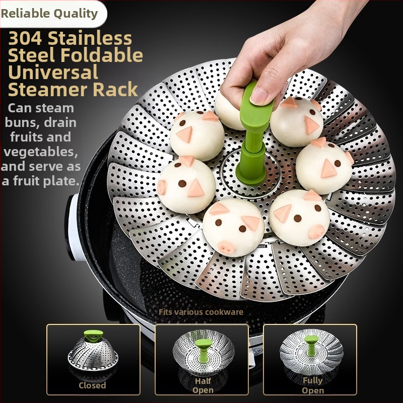 Jauna stila sabiezināta nerūsējošā tērauda tvaikoņa turētājs mājsaimniecības daudzfunkcionāls teleskopisks virtuves tvaicētais maizes tvaikonis vienslāņu locīšanai