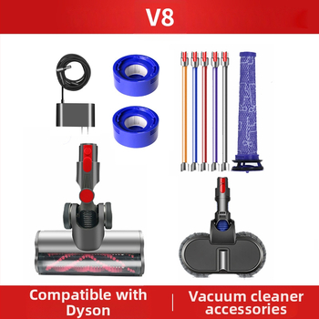 Dyson porszívó tartozékokhoz alkalmas V8 szűrőbetét, töltő, alsó átalakító fej, motor, szívófej, közvetlen hajtású görgő, kefehenger