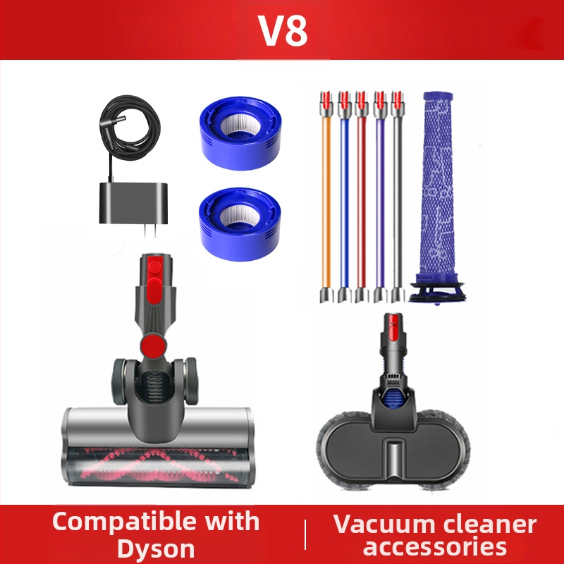 Dyson porszívó tartozékokhoz alkalmas V8 szűrőbetét, töltő, alsó átalakító fej, motor, szívófej, közvetlen hajtású görgő, kefehenger