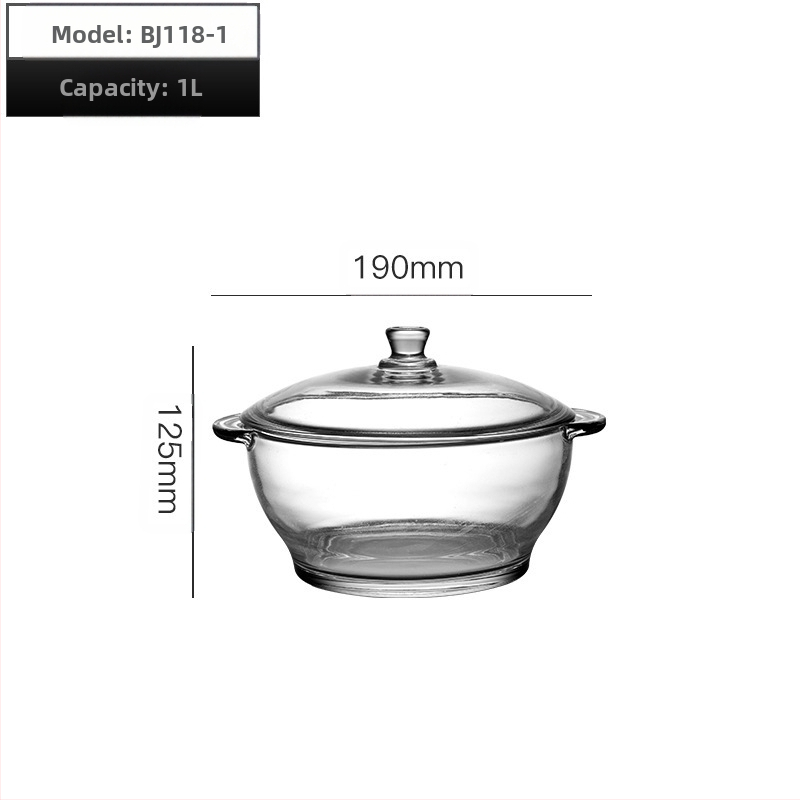 Wave POUGINE binaural karastatud klaasist pott mikrolaineahjus kuumuskindel klaasist kauss suure mahutavusega klaaspott kaanega