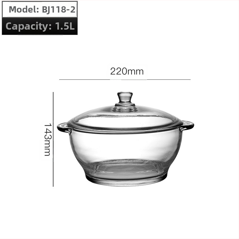 Wave POUGINE binaural karastatud klaasist pott mikrolaineahjus kuumuskindel klaasist kauss suure mahutavusega klaaspott kaanega