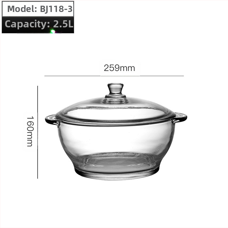 Wave POUGINE binaural karastatud klaasist pott mikrolaineahjus kuumuskindel klaasist kauss suure mahutavusega klaaspott kaanega