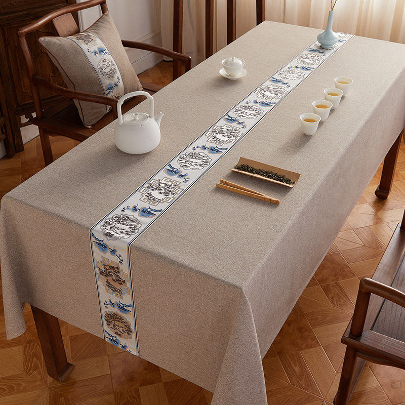 Veekindel puuvillast ja linasest laudlina, tekstuuriga kangast teelaud, zen-laudlina, hiina stiilis laud, kohvilaud, õlikindel, lausvärvi, vintage