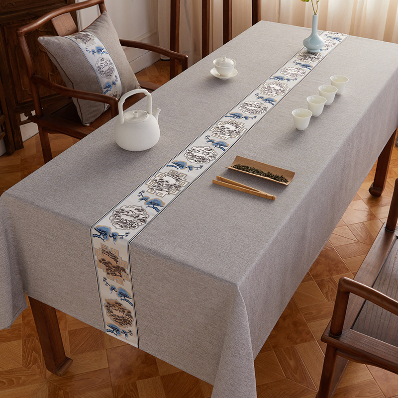 Veekindel puuvillast ja linasest laudlina, tekstuuriga kangast teelaud, zen-laudlina, hiina stiilis laud, kohvilaud, õlikindel, lausvärvi, vintage