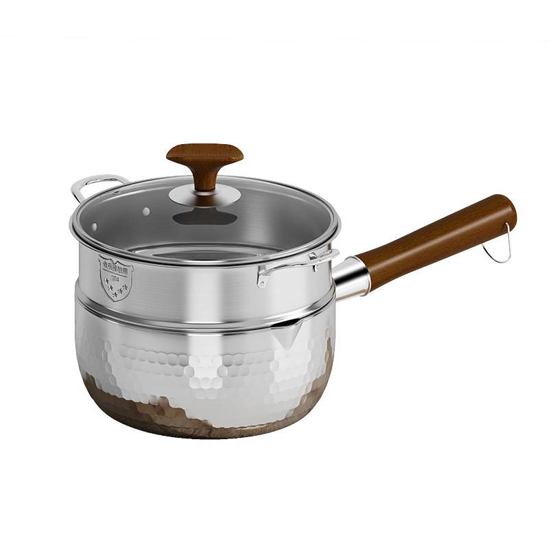 Τριστρωματικό ατσάλι 304 από ανοξείδωτο ατσάλι χωρίς επίστρωση μεσαιωνικό χιονοδοχείο με πυκνή κατσαρόλα γάλακτος, οικιακή κατσαρόλα συμπληρώματος βρεφικής τροφής, κατσαρόλα σούπας