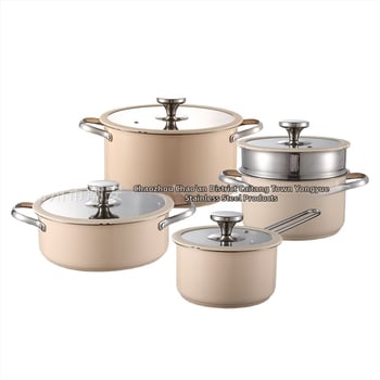 304 Σετ δοχείων από ανοξείδωτο ατσάλι με κεραμικό χρώμα σιλικόνης, γυάλινο καπάκι, κατσαρόλα σούπας, σύνθετο κάτω, κατσαρόλα γάλακτος, ατμομάγειρας, κορεάτικη κατσαρόλα θαλασσινών, ζεστό δοχείο