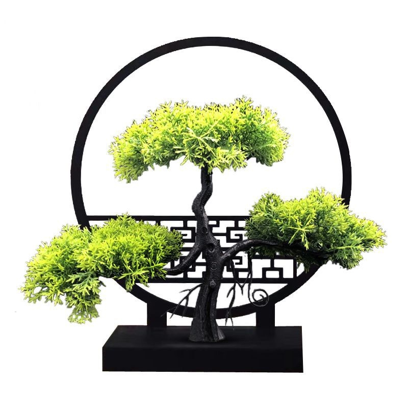 Екранни малки орнаменти, нови китайски симулационни зелени засаждания, добре дошли в китайски стил, бор, вход за хол, настолна фотография, сватба, дом