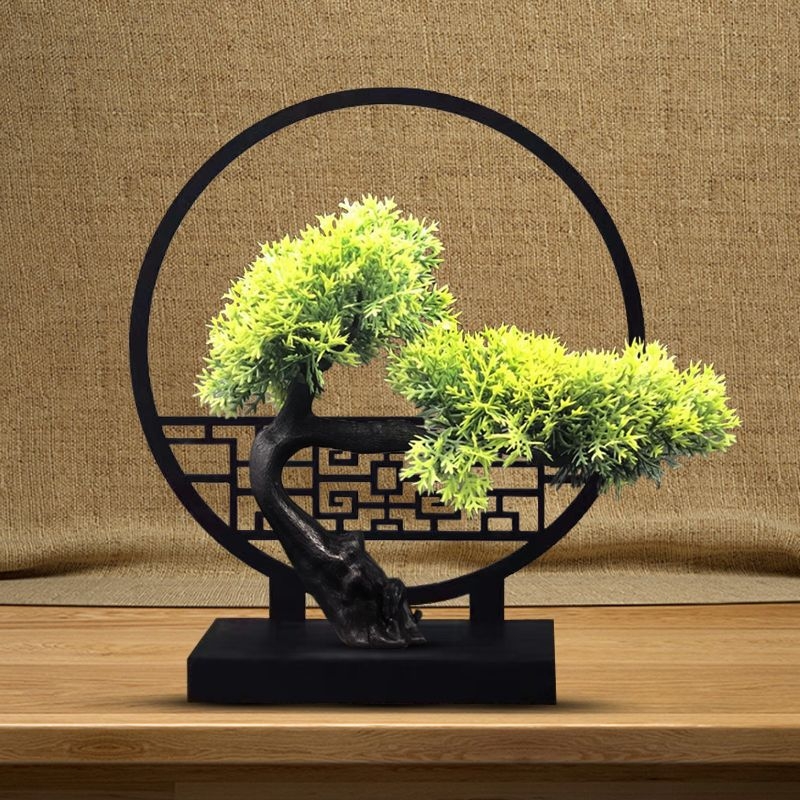 Екранни малки орнаменти, нови китайски симулационни зелени засаждания, добре дошли в китайски стил, бор, вход за хол, настолна фотография, сватба, дом