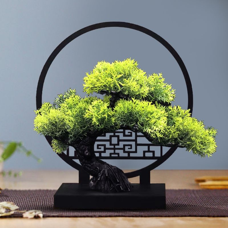 Екранни малки орнаменти, нови китайски симулационни зелени засаждания, добре дошли в китайски стил, бор, вход за хол, настолна фотография, сватба, дом