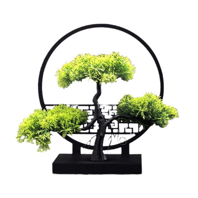 Екранни малки орнаменти, нови китайски симулационни зелени засаждания, добре дошли в китайски стил, бор, вход за хол, настолна фотография, сватба, дом