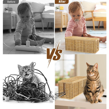 Κουτί διαχείρισης καλωδίων, κρυφό κουτί αποθήκευσης από σύρμα, ανθεκτικό στο ρατσάνι, υφασμένο στο χέρι με καπάκι, καλή αναπνοή και υψηλή ασφάλεια