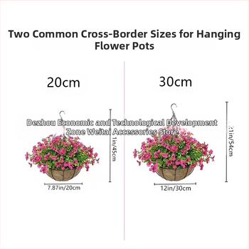 Flori artificiale transfrontaliere Crăciun cadru de fier palmier de cocos coș agățat violet fals decor exterior ușă de intrare coș agățat orhidee en-gros