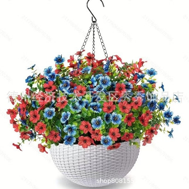 Flori artificiale transfrontaliere Crăciun cadru de fier palmier de cocos coș agățat violet fals decor exterior ușă de intrare coș agățat orhidee en-gros