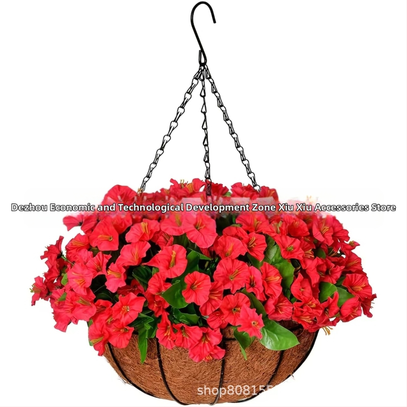 Flori artificiale transfrontaliere Crăciun cadru de fier palmier de cocos coș agățat violet fals decor exterior ușă de intrare coș agățat orhidee en-gros