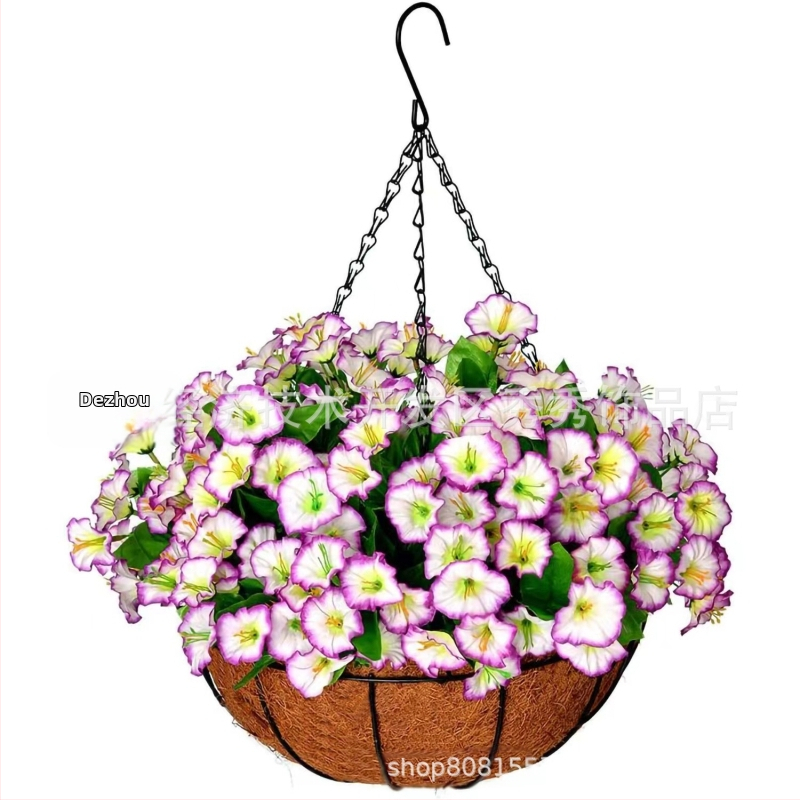 Flori artificiale transfrontaliere Crăciun cadru de fier palmier de cocos coș agățat violet fals decor exterior ușă de intrare coș agățat orhidee en-gros