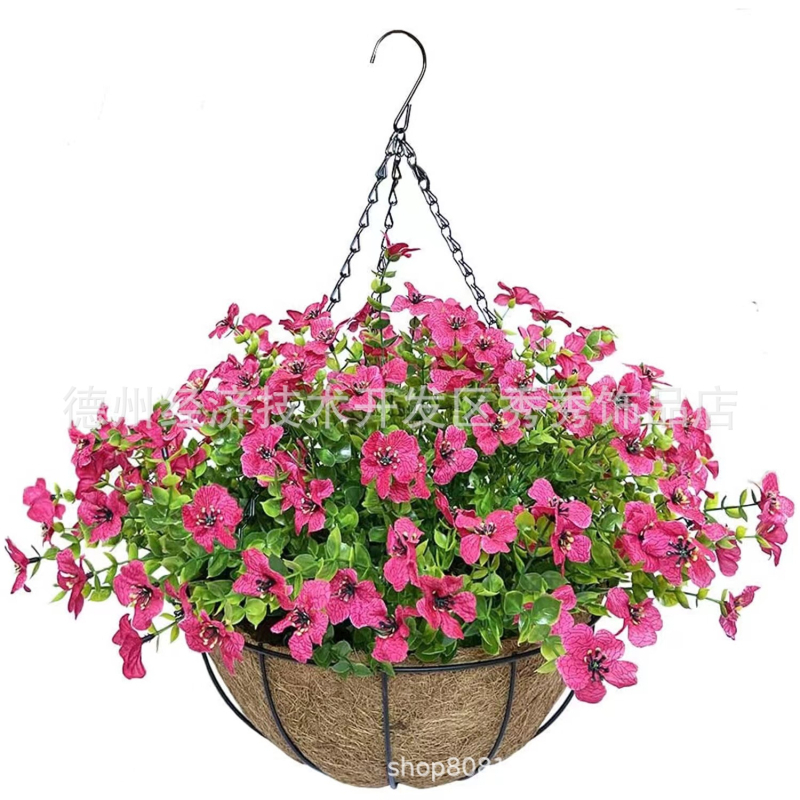 Flori artificiale transfrontaliere Crăciun cadru de fier palmier de cocos coș agățat violet fals decor exterior ușă de intrare coș agățat orhidee en-gros