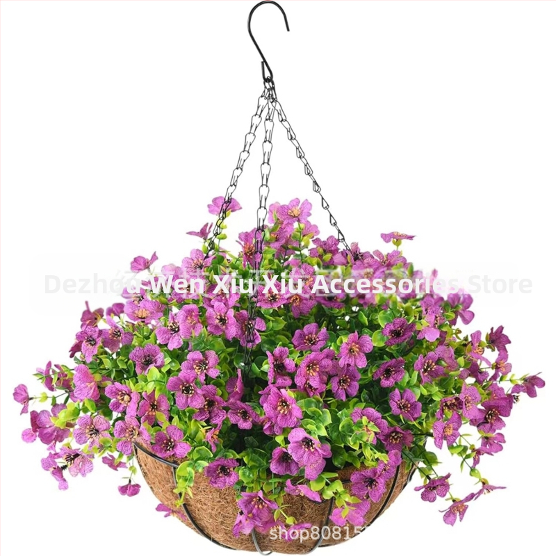 Flori artificiale transfrontaliere Crăciun cadru de fier palmier de cocos coș agățat violet fals decor exterior ușă de intrare coș agățat orhidee en-gros