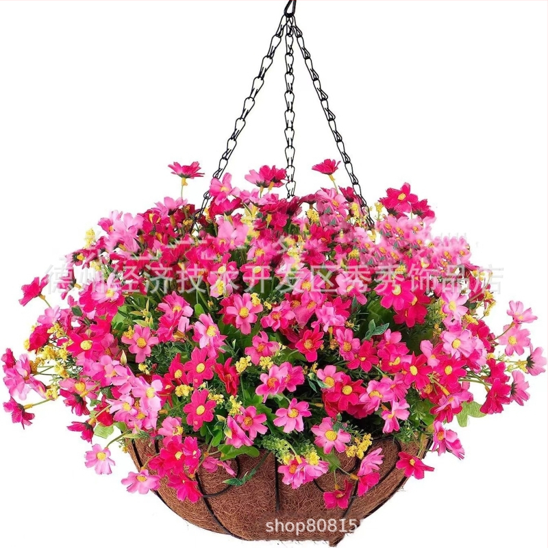 Flori artificiale transfrontaliere Crăciun cadru de fier palmier de cocos coș agățat violet fals decor exterior ușă de intrare coș agățat orhidee en-gros