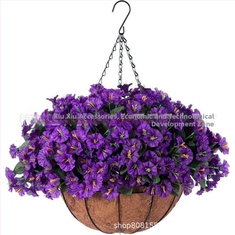 Flori artificiale transfrontaliere Crăciun cadru de fier palmier de cocos coș agățat violet fals decor exterior ușă de intrare coș agățat orhidee en-gros