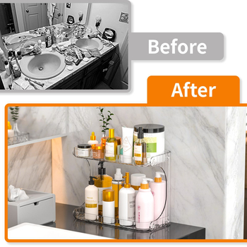 Határokon átnyúló átlátszó kétrétegű kivehető kozmetikai tároló állvány fürdőszobai tároló állvány konyhai fűszertároló állvány tárolódoboz