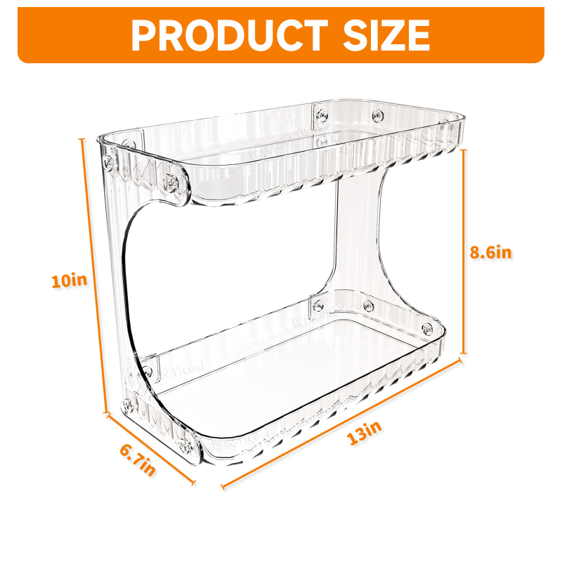 Határokon átnyúló átlátszó kétrétegű kivehető kozmetikai tároló állvány fürdőszobai tároló állvány konyhai fűszertároló állvány tárolódoboz