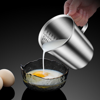 304 nerūdijančio plieno matavimo puodelis su skale, didelės talpos kepimo pieno arbatos parduotuvė, specialus komercinės virtuvės matavimo puodelis, ištraukiamas gėlių puodelis