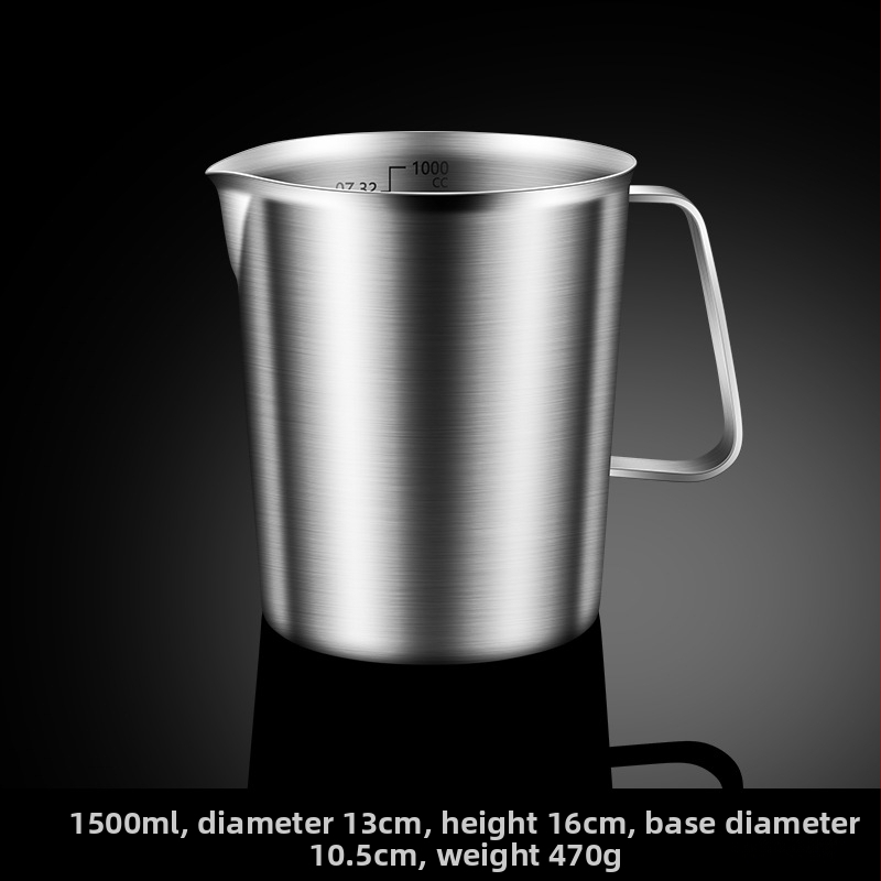 304 nerūdijančio plieno matavimo puodelis su skale, didelės talpos kepimo pieno arbatos parduotuvė, specialus komercinės virtuvės matavimo puodelis, ištraukiamas gėlių puodelis