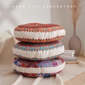 Puuvillane linane ümmargune toolipadi hingav kodu boheemlaslik stiil kahepoolne rõdu laheakna tatami põrandamatt