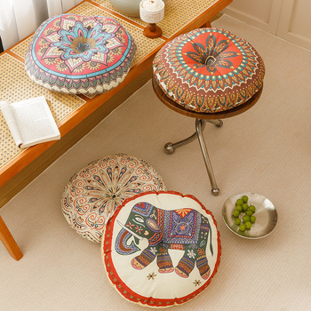 Puuvillane linane ümmargune toolipadi hingav kodu boheemlaslik stiil kahepoolne rõdu laheakna tatami põrandamatt