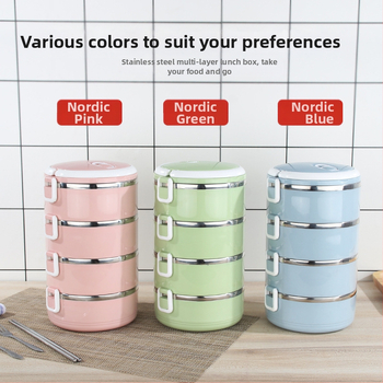 Rozsdamentes acél többrétegű uzsonnásdoboz kerek uzsonnásdoboz diákoknak háromrétegű dupla rétegű uzsonnásdoboz dropshipping egyszerű skandináv stílus