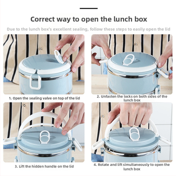 Πολυστρωματικό δοχείο φαγητού από ανοξείδωτο ατσάλι, στρογγυλό δοχείο φαγητού για φοιτητές, τριστρωματικό, διπλό στρώμα, Dropshipping, απλό σκανδιναβικό στυλ