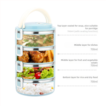 Πολυστρωματικό δοχείο φαγητού από ανοξείδωτο ατσάλι, στρογγυλό δοχείο φαγητού για φοιτητές, τριστρωματικό, διπλό στρώμα, Dropshipping, απλό σκανδιναβικό στυλ