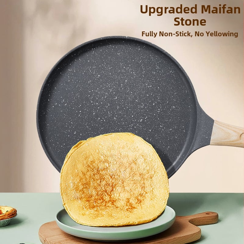 Тиган за пържене от камък Maifan 24 см, алуминиева сплав, чиния за пица, закуска, кнедли с яйца, тиган за палачинки, ръчен тиган за торти и палачинки, пица